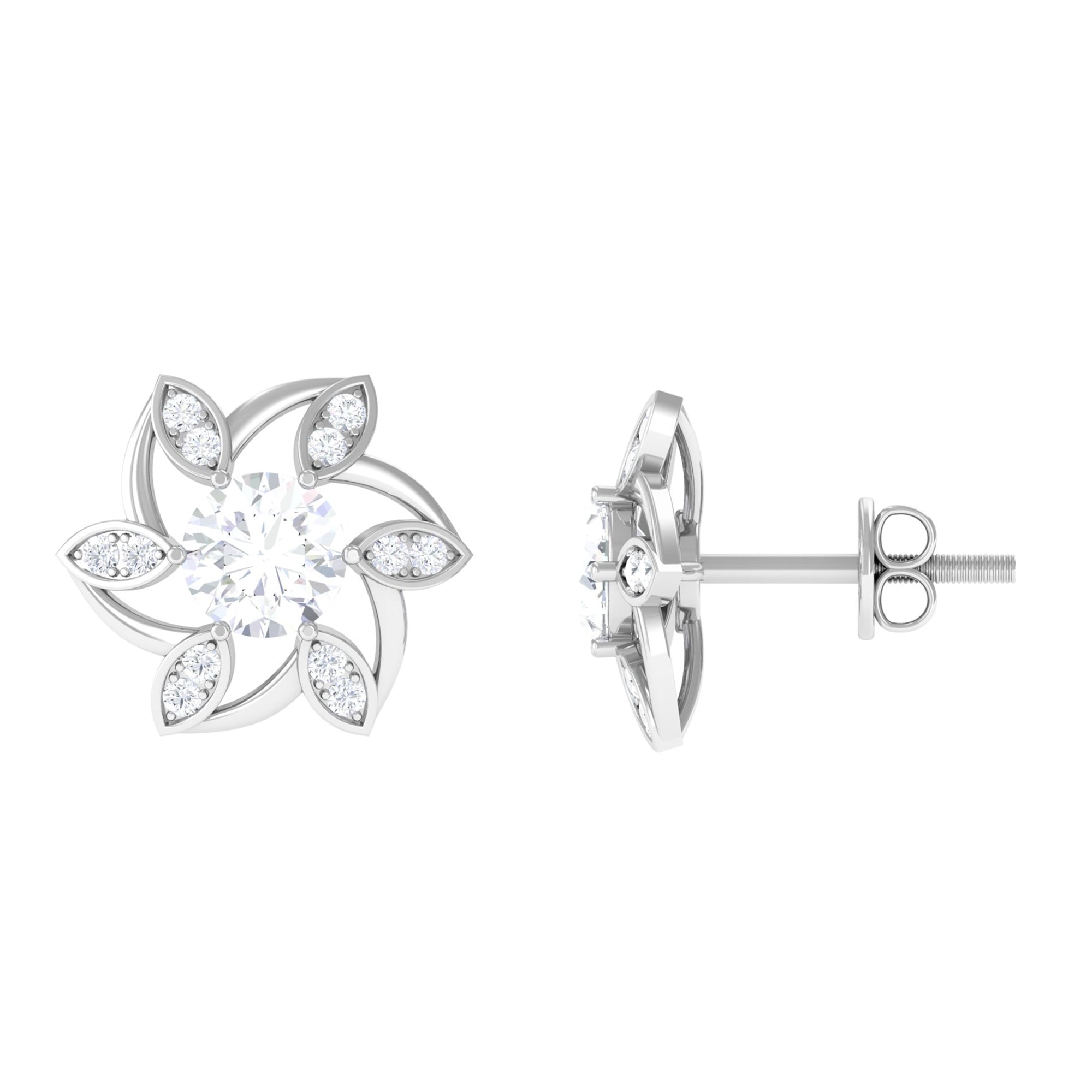 Vibrant Grown Labs-Lab Grown Diamond Floral Stud Earrings