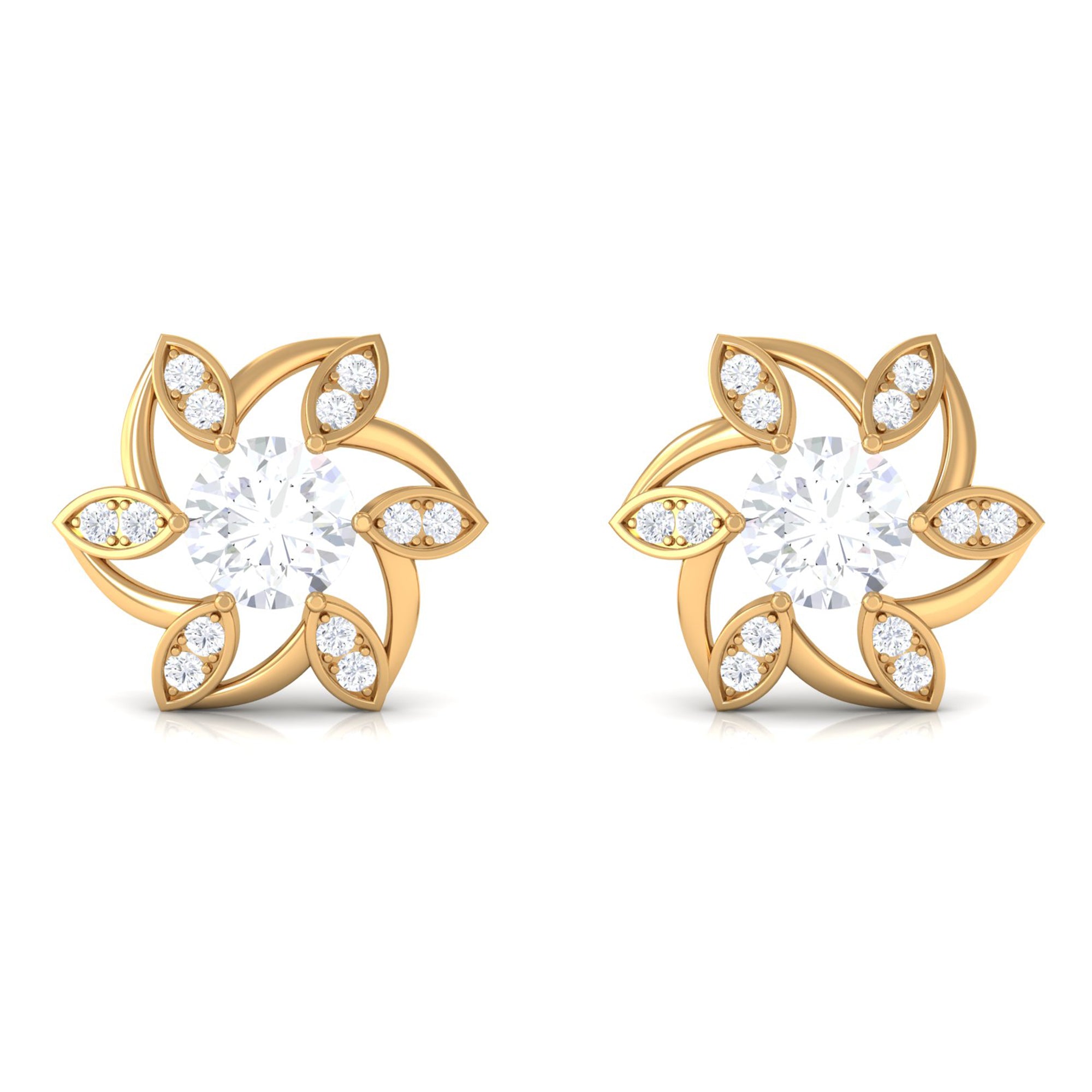 Vibrant Grown Labs-Lab Grown Diamond Floral Stud Earrings