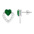 Vibrant Grown Labs-Heart Stud Earrings with Lab Grown Emerald