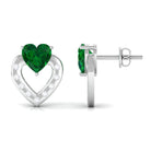 Vibrant Grown Labs-Heart Stud Earrings with Lab Grown Emerald