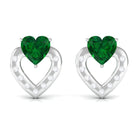 Vibrant Grown Labs-Heart Stud Earrings with Lab Grown Emerald