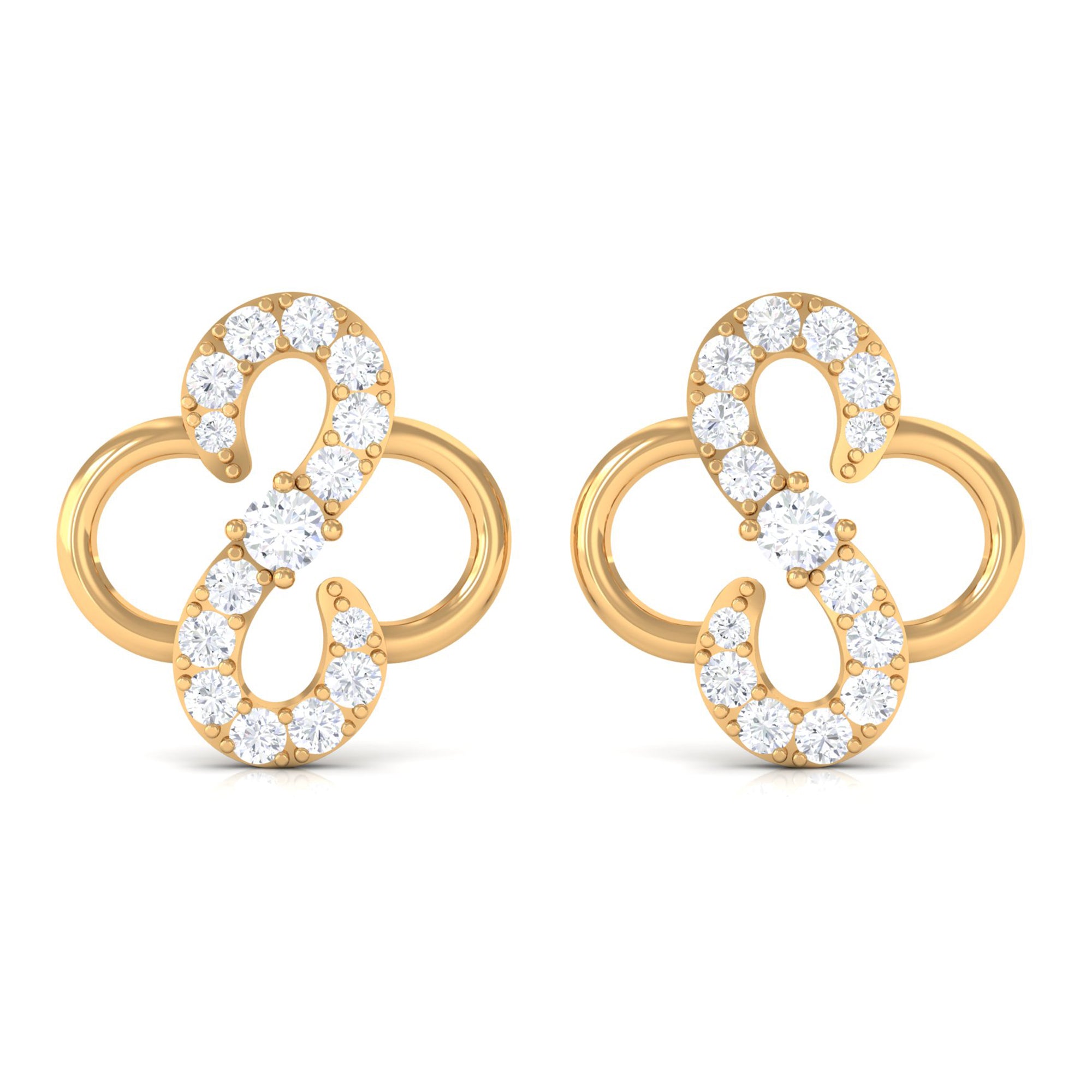 Floral Stud Earrings with Lab Grown Diamond Lab Grown Diamond - ( EF-VS ) - Color and Clarity - Vibrant Grown Labs