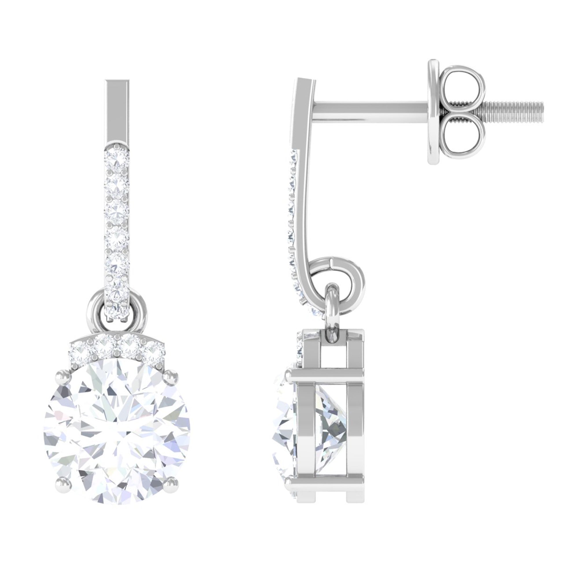 Vibrant Grown Labs-Round Lab Grown Diamond Drop Earrings