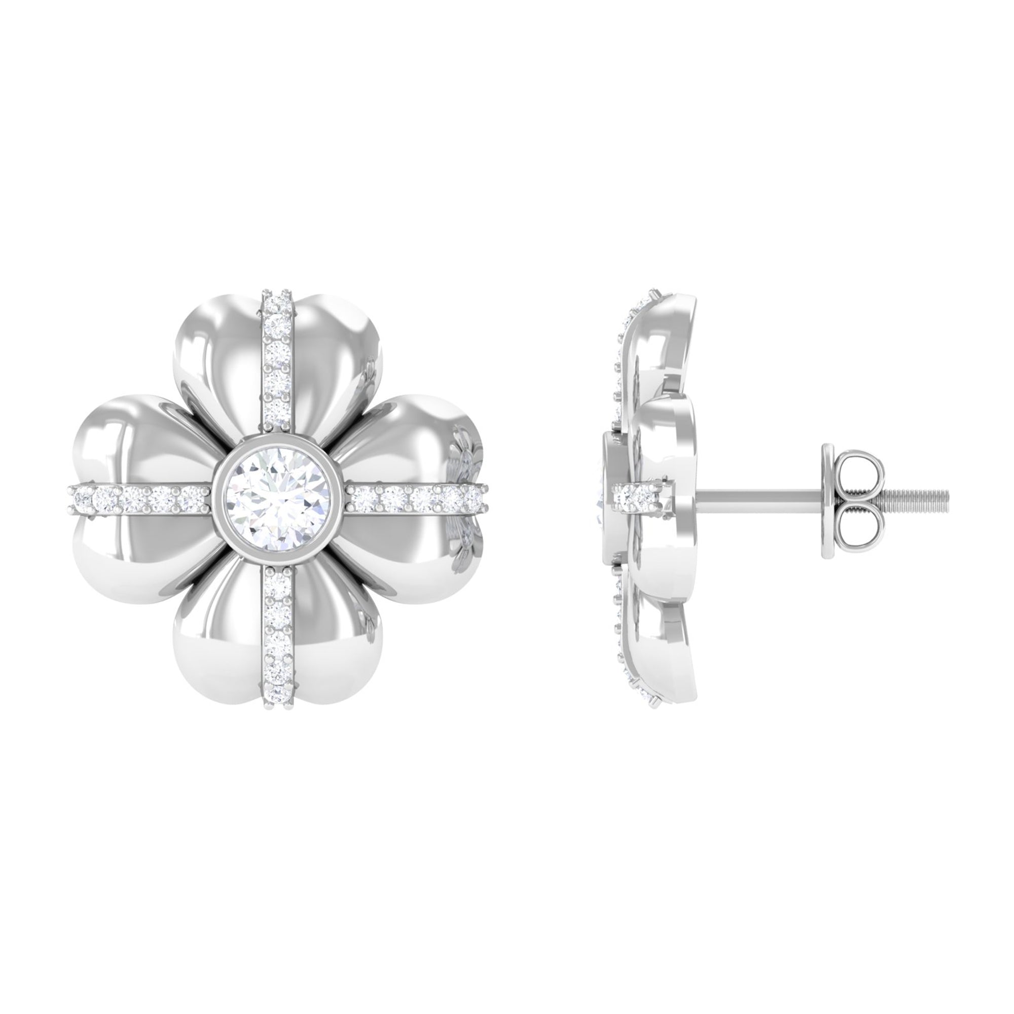 Lab Grown Diamond Flower Stud Earrings Lab Grown Diamond - ( EF-VS ) - Color and Clarity - Vibrant Grown Labs