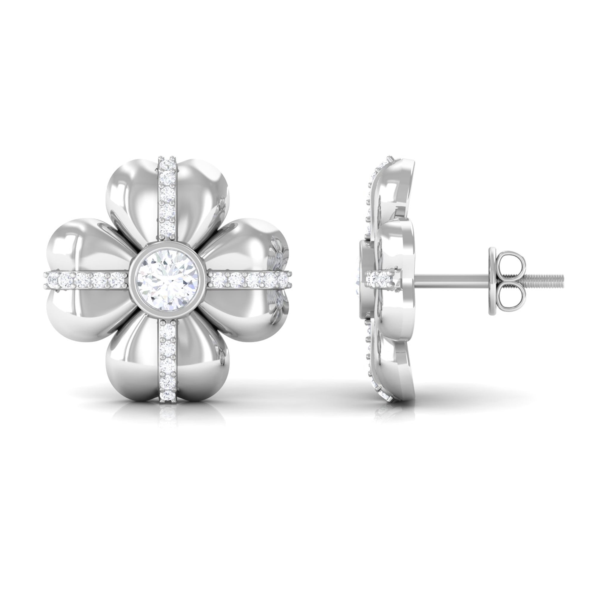 Lab Grown Diamond Flower Stud Earrings Lab Grown Diamond - ( EF-VS ) - Color and Clarity - Vibrant Grown Labs