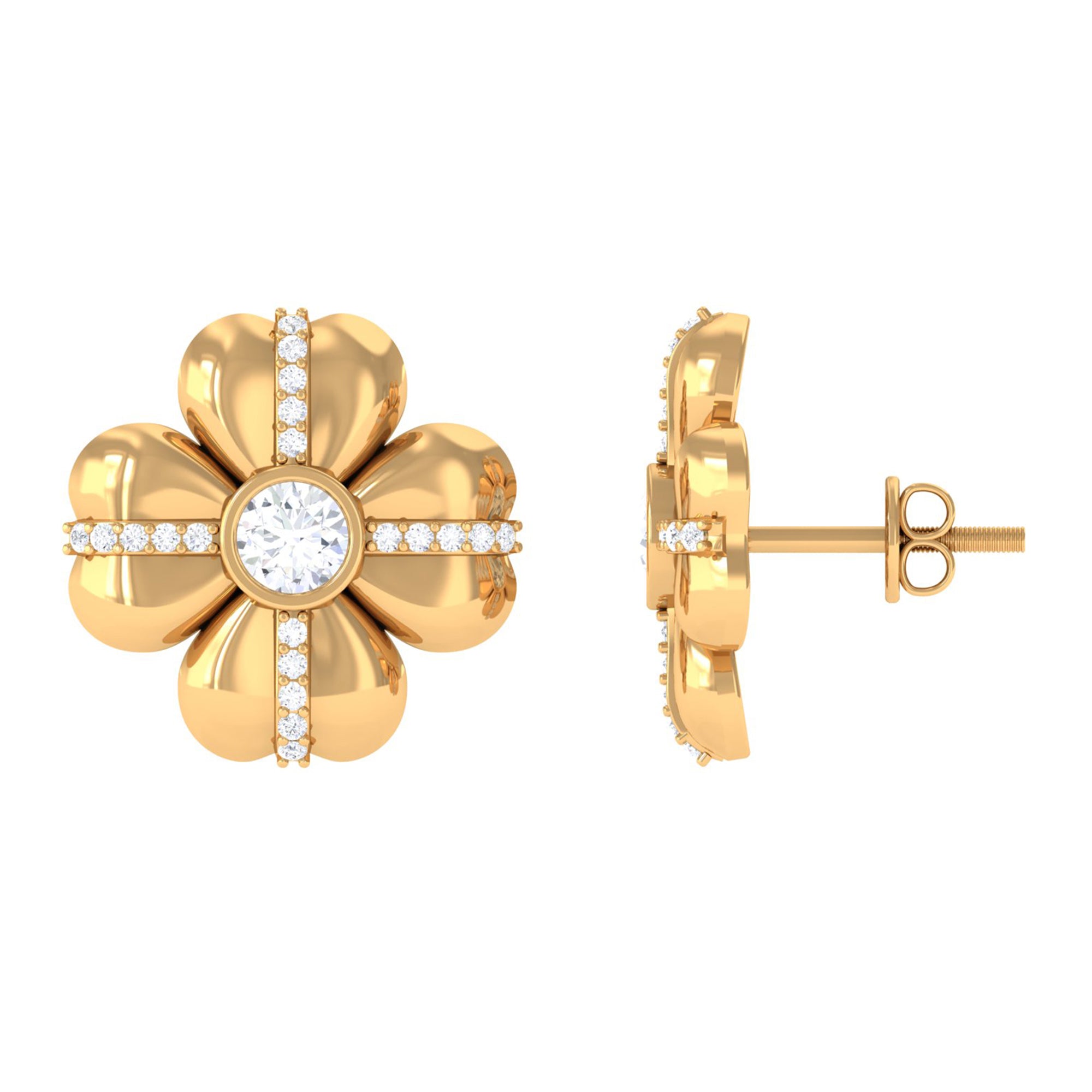 Lab Grown Diamond Flower Stud Earrings Lab Grown Diamond - ( EF-VS ) - Color and Clarity - Vibrant Grown Labs