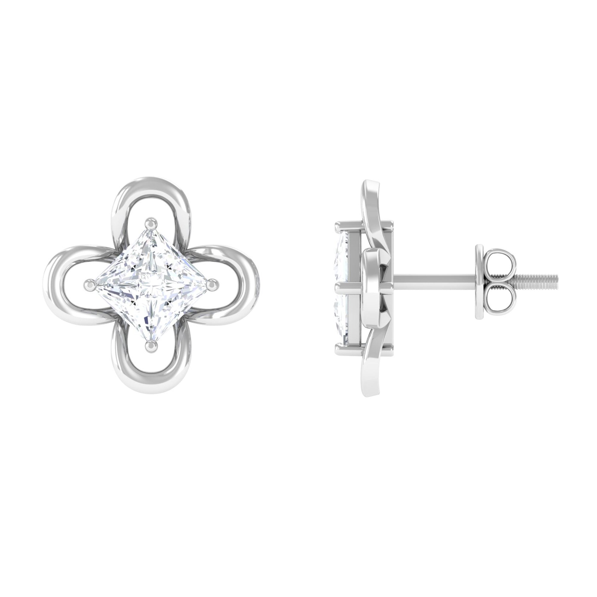 Flower Stud Earrings with Lab Grown Diamond Lab Grown Diamond - ( EF-VS ) - Color and Clarity - Vibrant Grown Labs