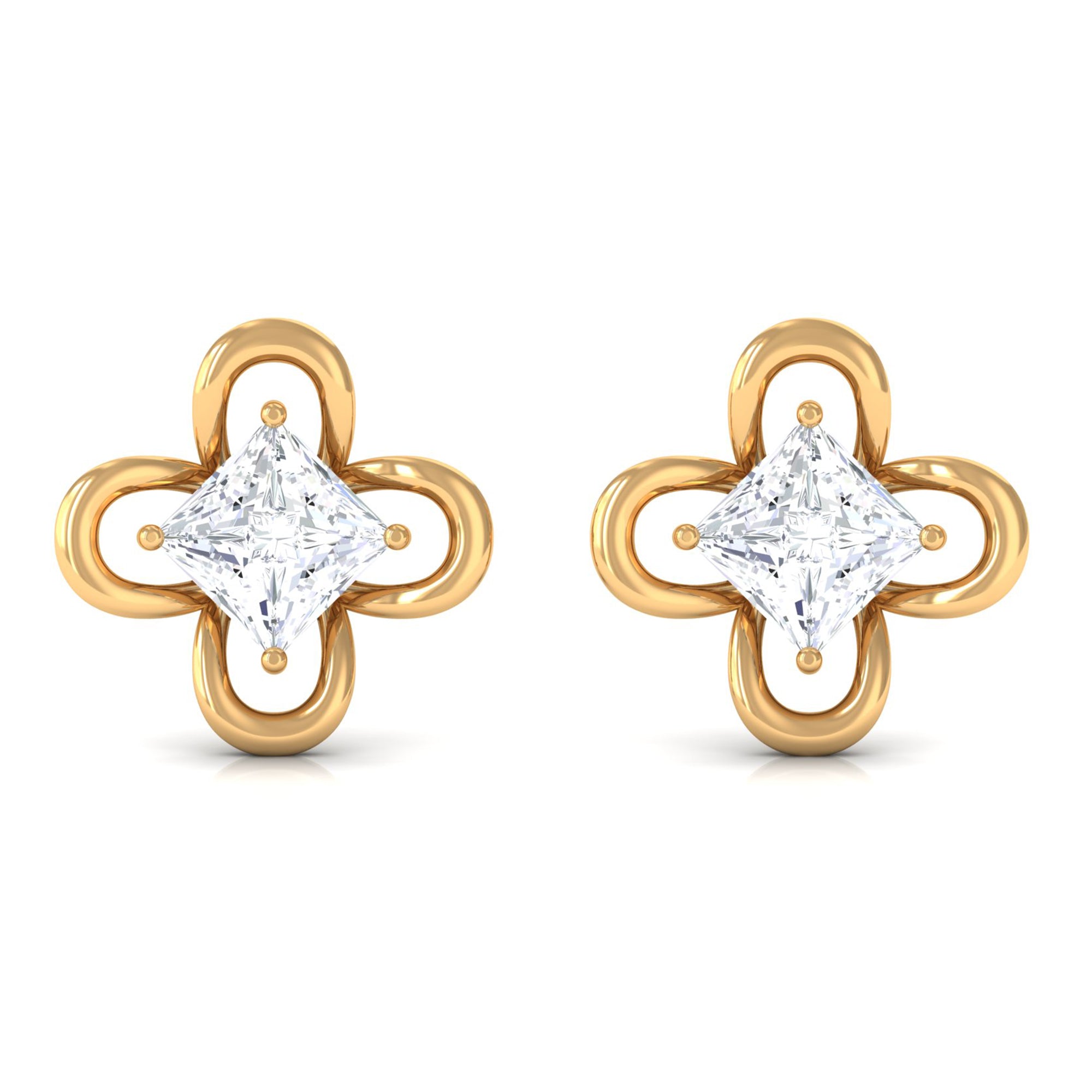 Flower Stud Earrings with Lab Grown Diamond Lab Grown Diamond - ( EF-VS ) - Color and Clarity - Vibrant Grown Labs