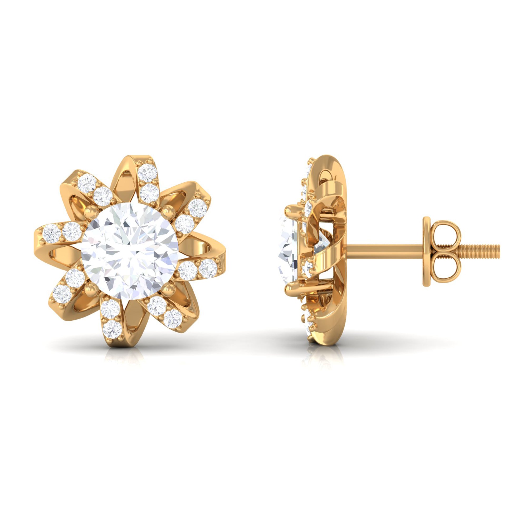 Vibrant Grown Labs-Nature Inspired Stud Earrings with Lab Grown Diamond