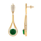 Vibrant Grown Labs-Round Lab Grown Emerald Drop Earrings