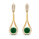 Vibrant Grown Labs-Round Lab Grown Emerald Drop Earrings