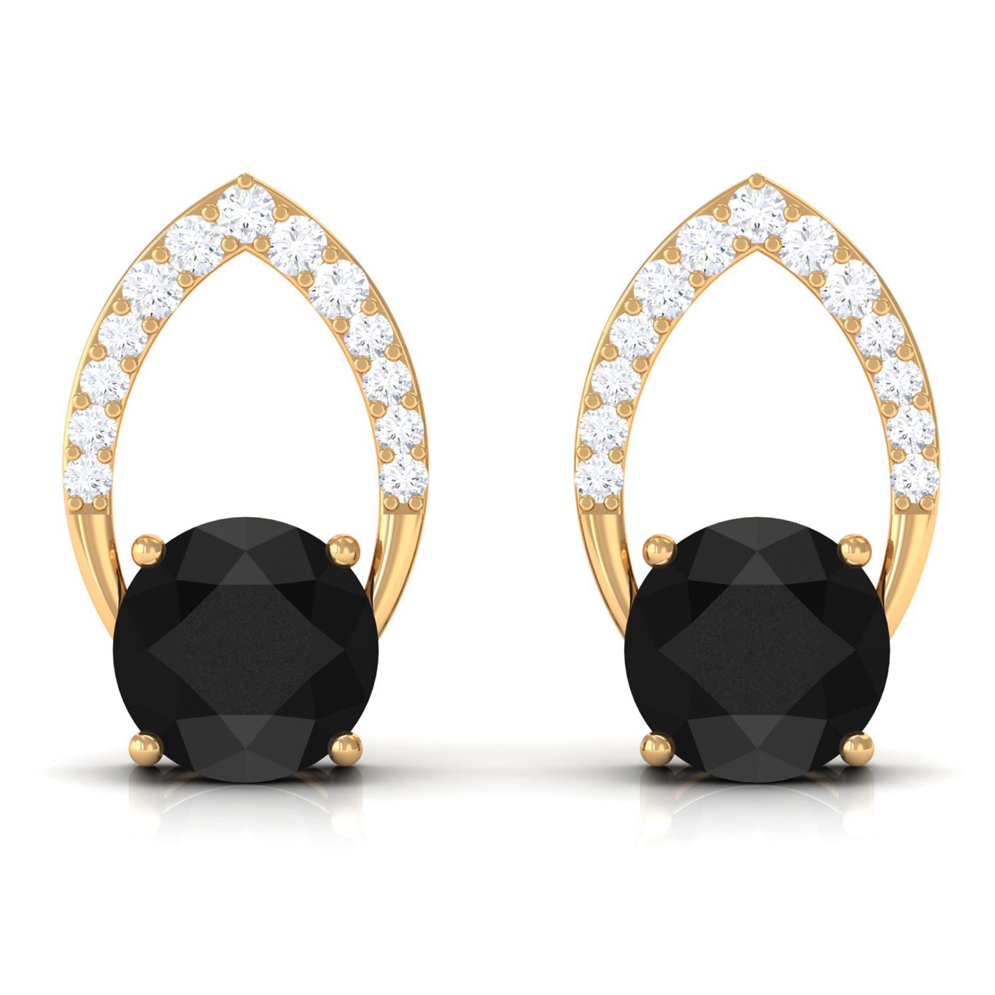 Vibrant Grown Labs-Created Black Diamond Minimalist Leaf Stud Earrings