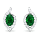 Vibrant Grown Labs-Minimal Lab Created Emerald Stud Earrings for Women