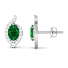 Vibrant Grown Labs-Minimal Lab Created Emerald Stud Earrings for Women