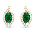 Vibrant Grown Labs-Minimal Lab Created Emerald Stud Earrings for Women