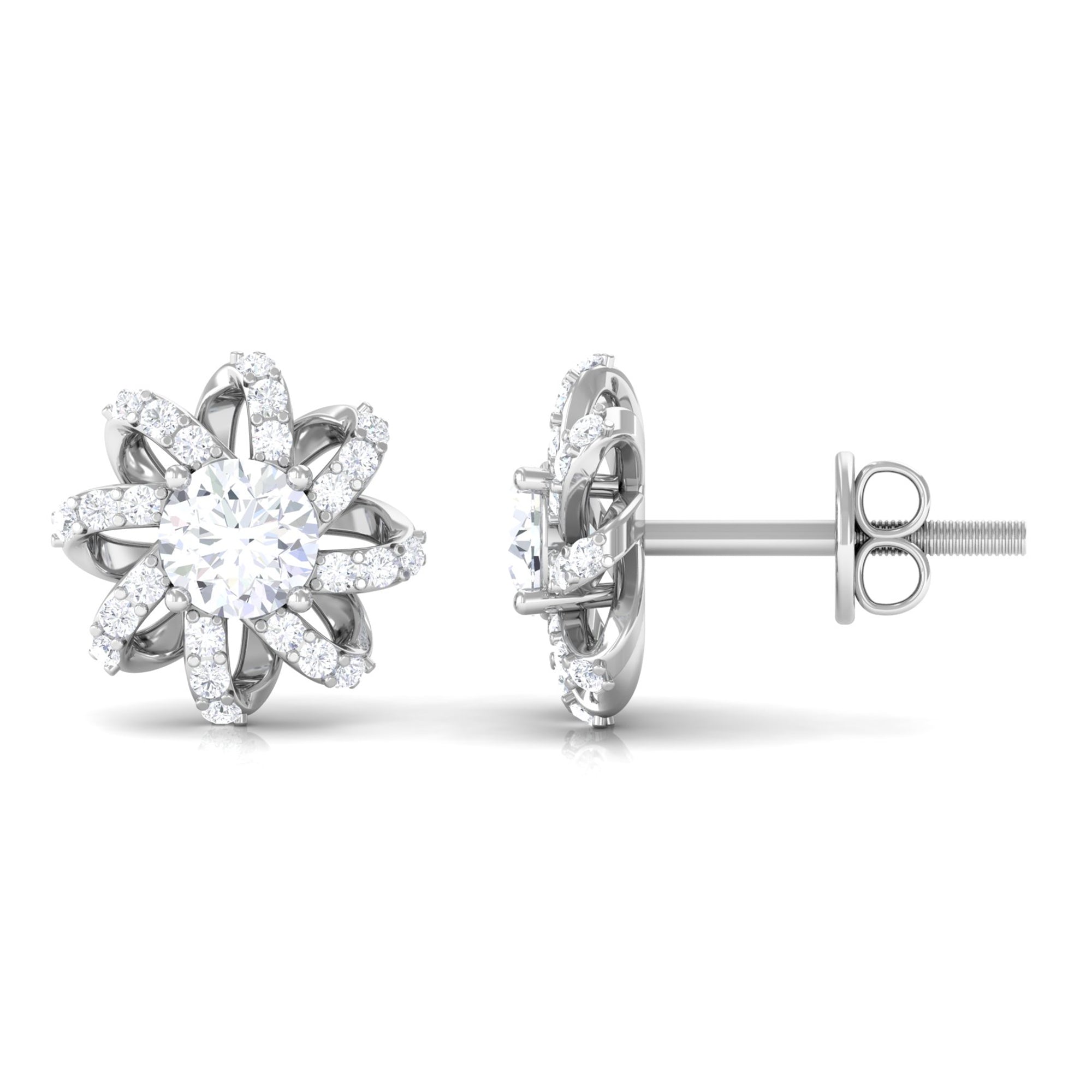 Vibrant Grown Labs-Nature Inspired Stud Earrings with Lab Grown Diamond