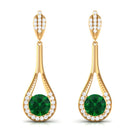 Vibrant Grown Labs-Round Lab Grown Emerald Drop Earrings