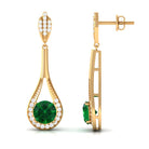 Vibrant Grown Labs-Round Lab Grown Emerald Drop Earrings