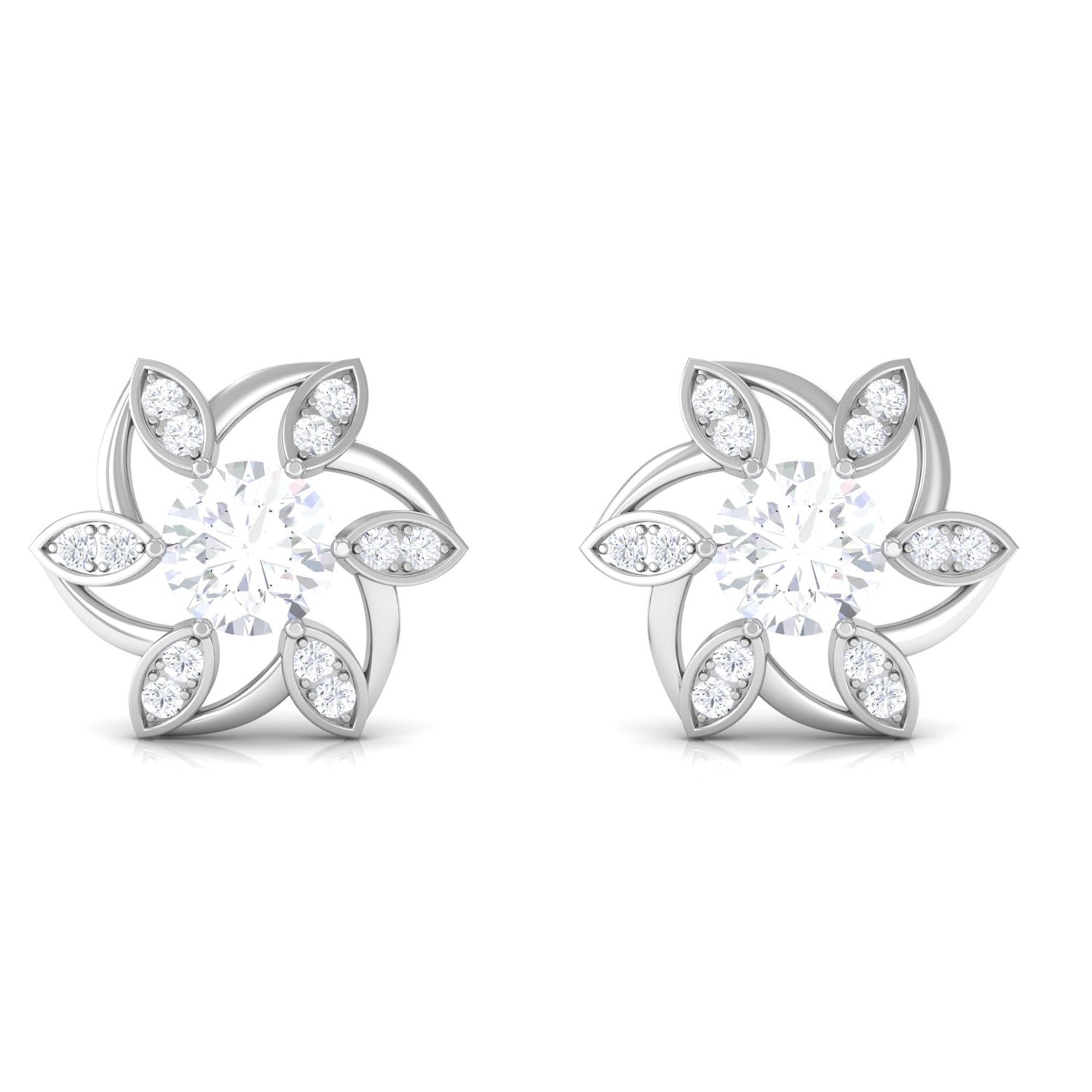 Vibrant Grown Labs-Lab Grown Diamond Floral Stud Earrings