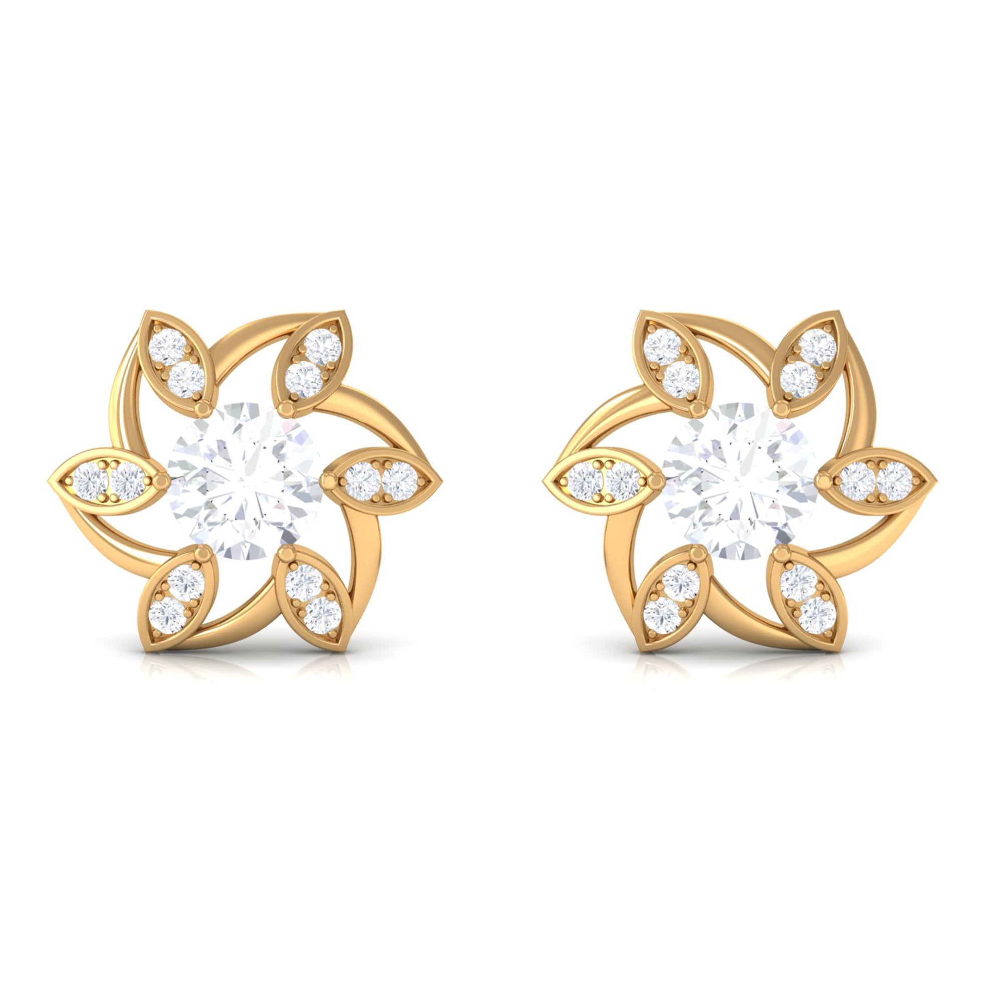 Vibrant Grown Labs-Lab Grown Diamond Floral Stud Earrings