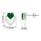 Vibrant Grown Labs-Heart Stud Earrings with Lab Grown Emerald