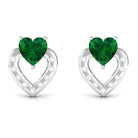 Vibrant Grown Labs-Heart Stud Earrings with Lab Grown Emerald