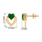 Vibrant Grown Labs-Heart Stud Earrings with Lab Grown Emerald