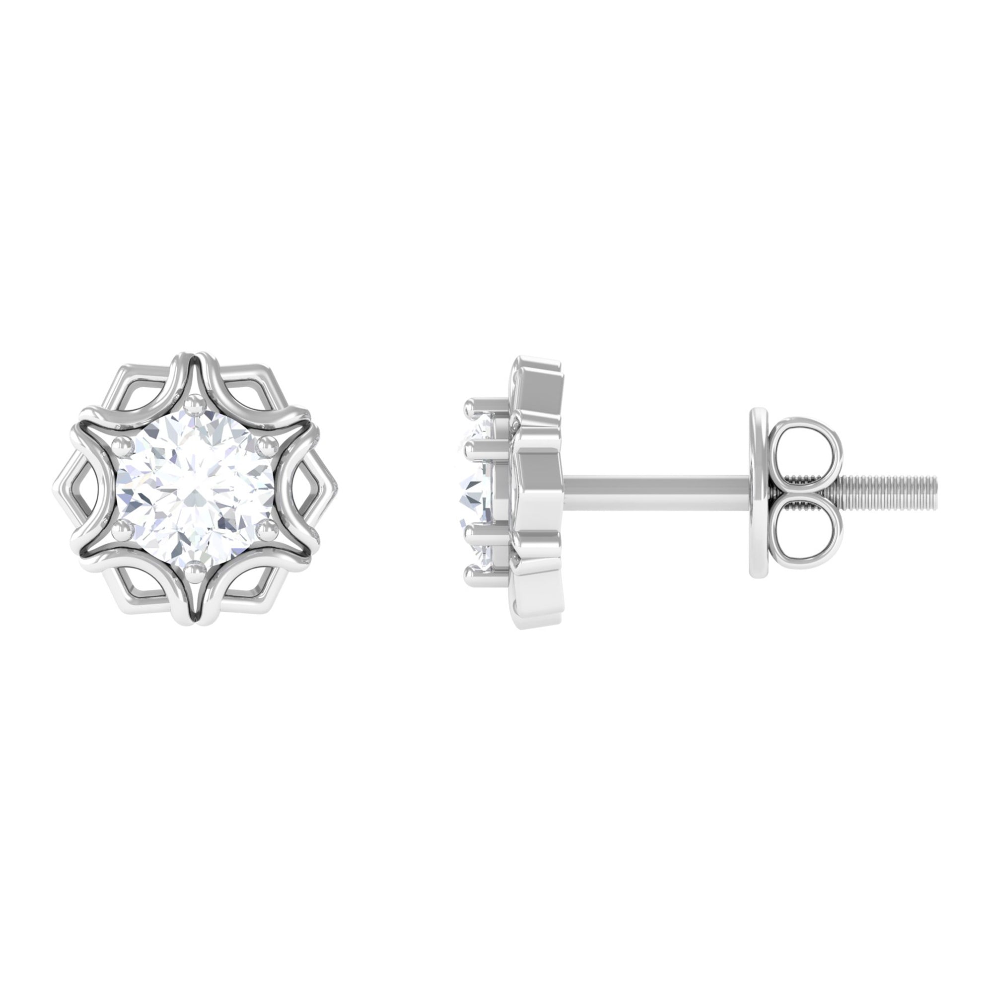 Vibrant Grown Labs-Nature Inspired Floral Stud Earrings with Lab Grown Diamond