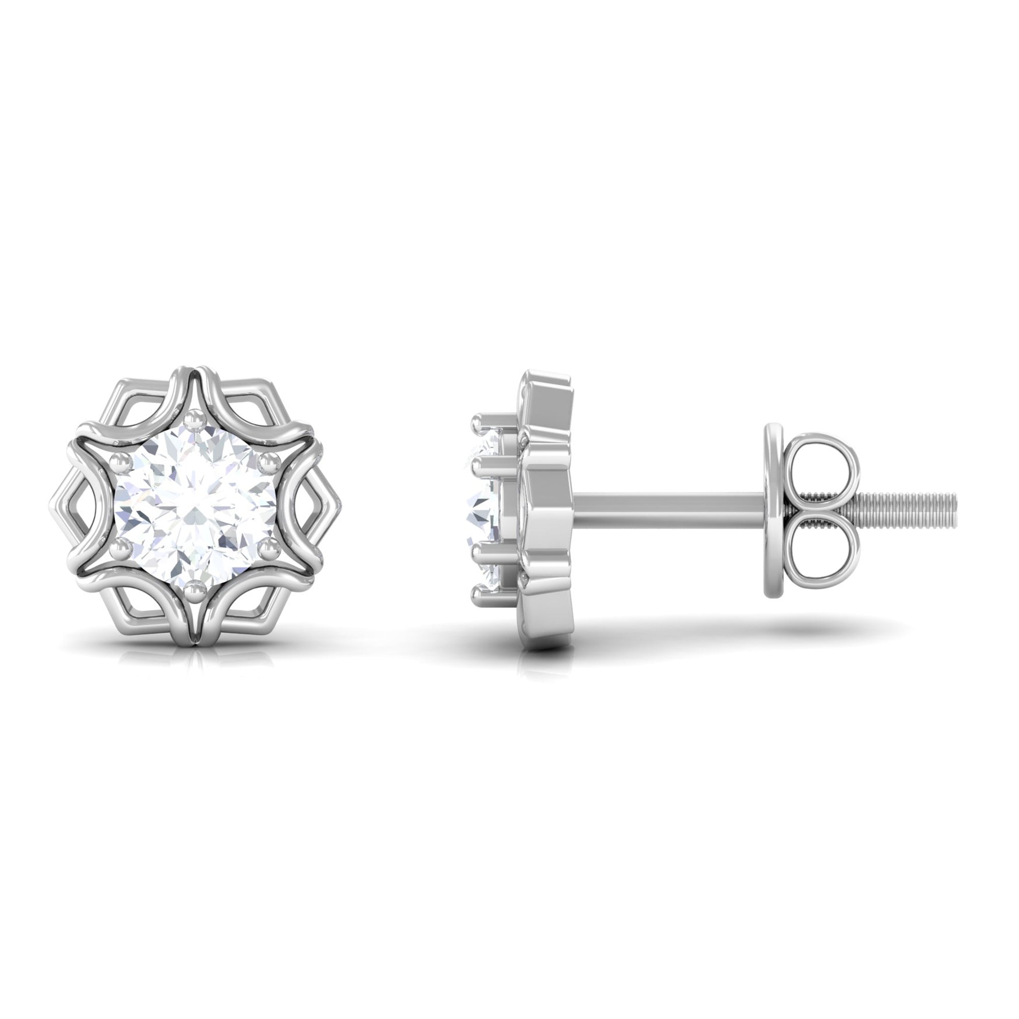 Vibrant Grown Labs-Nature Inspired Floral Stud Earrings with Lab Grown Diamond