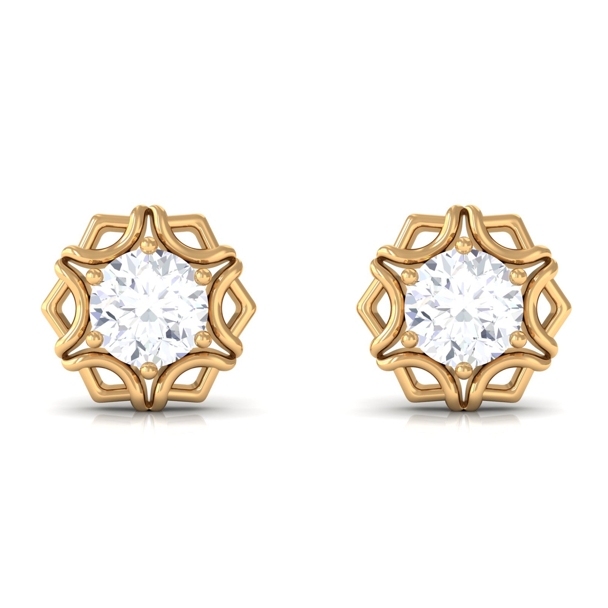 Vibrant Grown Labs-Nature Inspired Floral Stud Earrings with Lab Grown Diamond