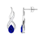 Vibrant Grown Labs-Minimal Infinity Drop Earrings with Lab Grown Blue Sapphire