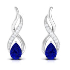 Vibrant Grown Labs-Minimal Infinity Drop Earrings with Lab Grown Blue Sapphire