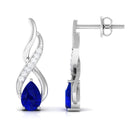 Vibrant Grown Labs-Minimal Infinity Drop Earrings with Lab Grown Blue Sapphire