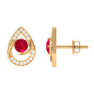 Vibrant Grown Labs-Minimal Lab Grown Ruby Teardrop Stud Earrings