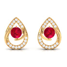 Vibrant Grown Labs-Minimal Lab Grown Ruby Teardrop Stud Earrings