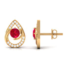 Vibrant Grown Labs-Minimal Lab Grown Ruby Teardrop Stud Earrings