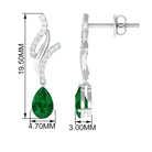 Vibrant Grown Labs-Created Emerald Teardrop Minimal Dangle Earrings with Accent