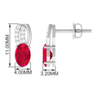 Vibrant Grown Labs-Minimal Created Ruby Stud Earrings with Diamond