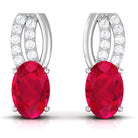 Vibrant Grown Labs-Minimal Created Ruby Stud Earrings with Diamond