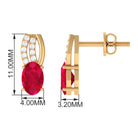 Vibrant Grown Labs-Minimal Created Ruby Stud Earrings with Diamond