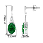 Vibrant Grown Labs-Created Emerald Statement Dangle Earrings with Accent