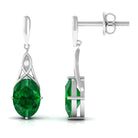 Vibrant Grown Labs-Created Emerald Statement Dangle Earrings with Accent