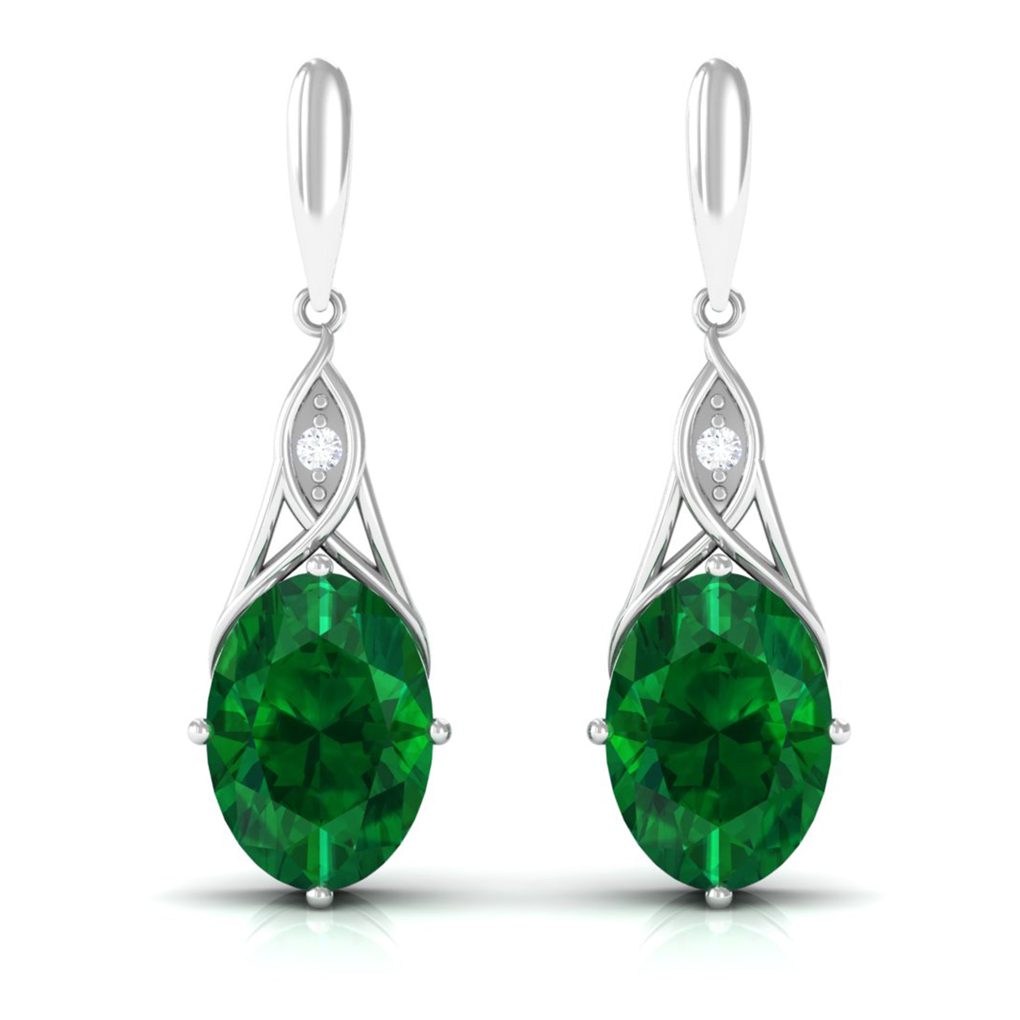 Vibrant Grown Labs-Created Emerald Statement Dangle Earrings with Accent