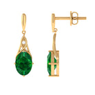 Vibrant Grown Labs-Created Emerald Statement Dangle Earrings with Accent