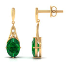 Vibrant Grown Labs-Created Emerald Statement Dangle Earrings with Accent