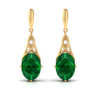 Vibrant Grown Labs-Created Emerald Statement Dangle Earrings with Accent