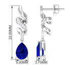 Vibrant Grown Labs-Created Blue Sapphire Teardrop Earrings with Diamond Accent