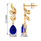 Vibrant Grown Labs-Created Blue Sapphire Teardrop Earrings with Diamond Accent