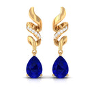 Vibrant Grown Labs-Created Blue Sapphire Teardrop Earrings with Diamond Accent