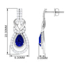 Vibrant Grown Labs-Lab Grown Blue Sapphire Dangle Earrings with Accent